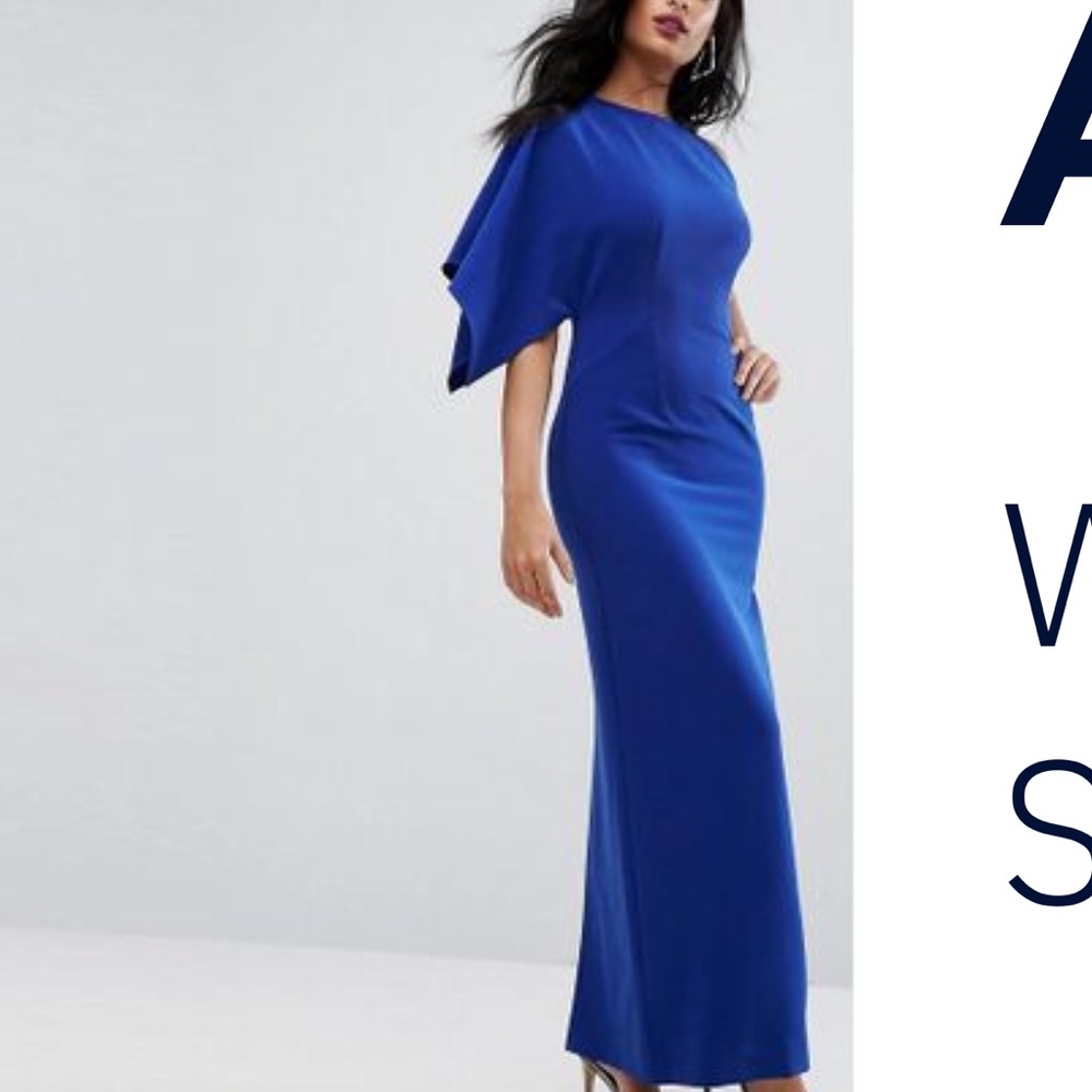 AQ/AQ one shoulder cobalt dress